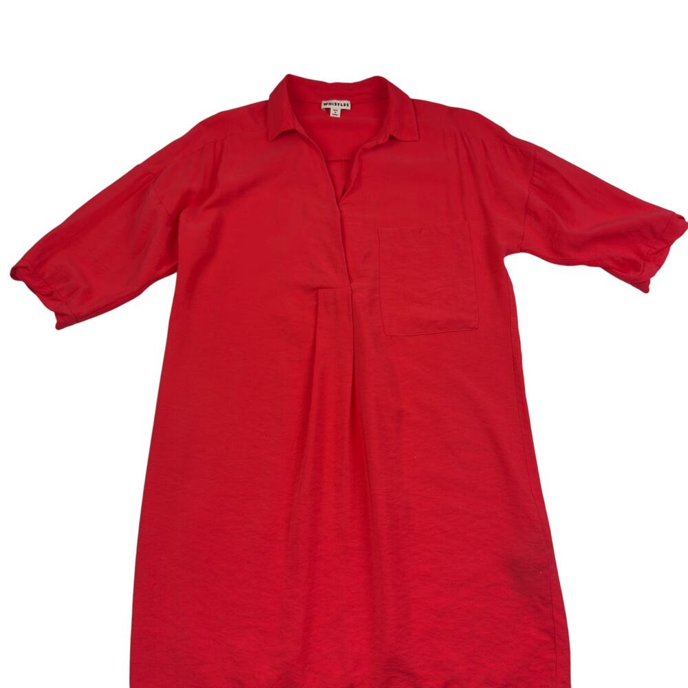 Whistles 3/4 Sleeve Minimalist Viscose Blend Shirt Dress Women's Size Large